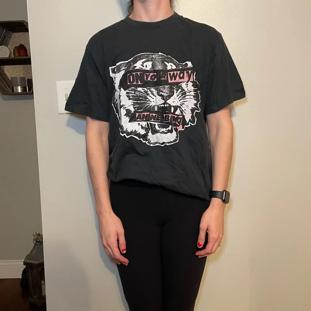 Anine Bing Black Graphic Short Sleeve Tee - Picture 5 of 6